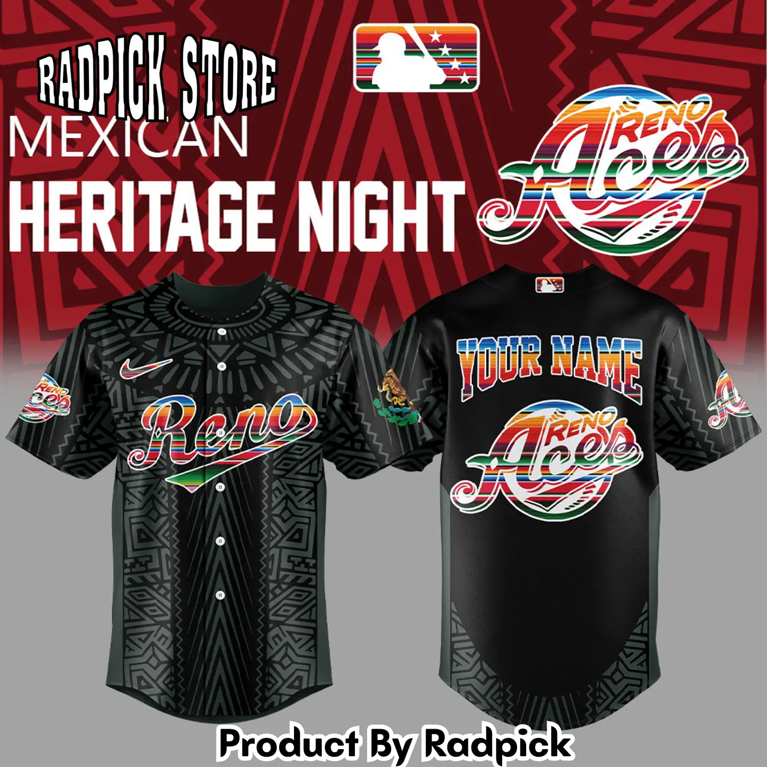Radpick reno aces mexican heritage night custom name combo baseball jersey rp127198